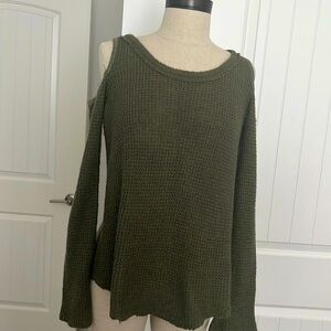 American Rag Cie olive Green open shoulder knit sweater